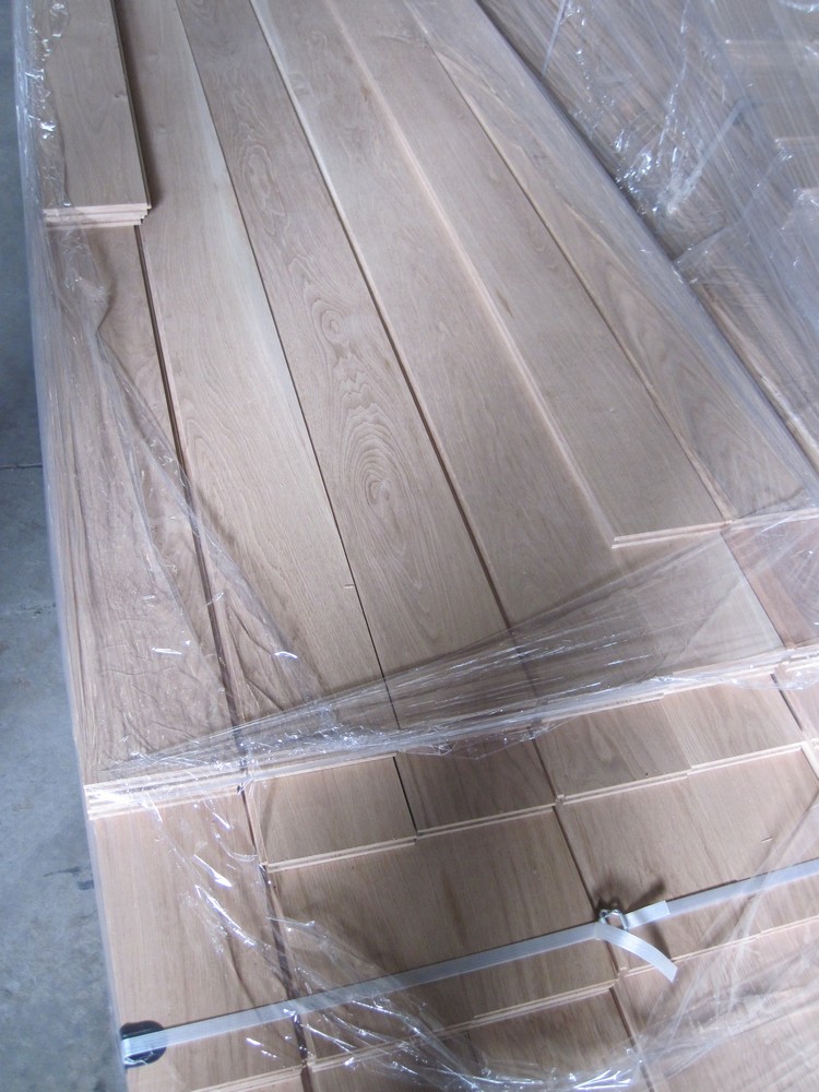 Solid oak flooring before shippping